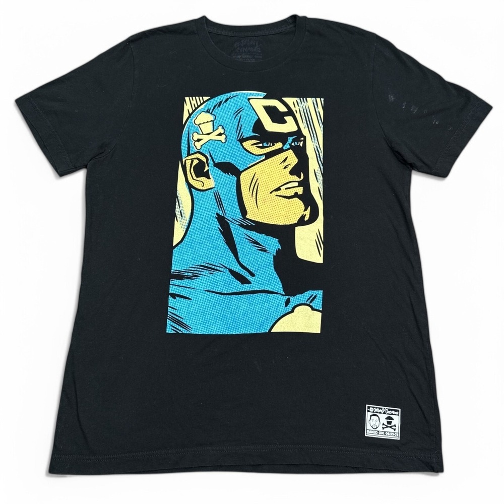 Johnny Cupcakes Captain America Tee Shirt Adult Size Large‎ Black Graphic